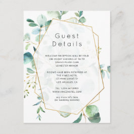 Tarjeta De Recepción Detalles de invitado de boda geométrica de eucalip