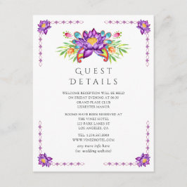 Tarjeta De Recepción Detalles de Invitado de Boda India Flor de Loto Pú