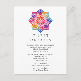 Tarjeta De Recepción Detalles de invitado de Boda indio Rainbow Mandala