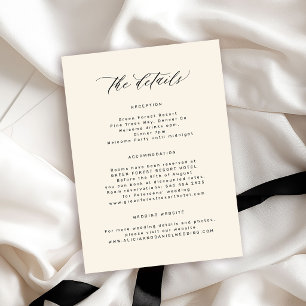 Tarjeta De Recepción Detalles de invitado de boda minimalista sencillos