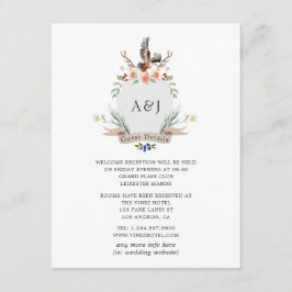 Tarjeta De Recepción Detalles de Invitado de Boda Monogram Woodland Cre