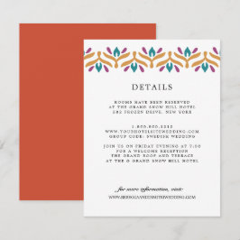 Tarjeta De Recepción Detalles de invitado de BODA Naranja de arte folcl