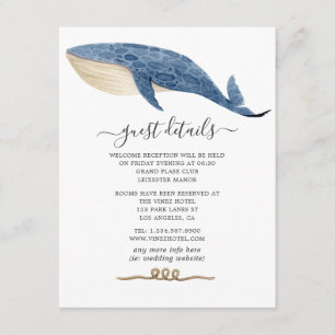 Tarjeta De Recepción Detalles de Invitado de Boda Náutica de Ballena