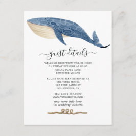 Tarjeta De Recepción Detalles de invitado de Boda náutico de ballena