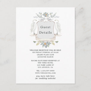 Tarjeta De Recepción Detalles de Invitado de Cresta de Boda junto al La