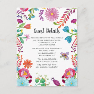 Tarjeta De Recepción Detalles de Invitado de Fiesta Floral Acuarela Col