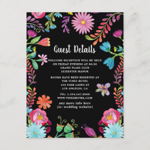 Tarjeta De Recepción Detalles de Invitado de Fiesta Floral Acuarela Col