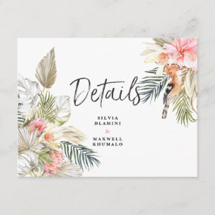 Tarjeta De Recepción Detalles de Invitado para Boda de Safari Africano 