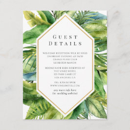 Tarjeta De Recepción Detalles de Invitado para Boda de Verano Tropical 