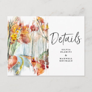 Tarjeta De Recepción Detalles de Invitado para Boda Rústica de Otoño
