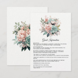 Tarjeta De Recepción Detalles de Invitado Rosa Polvo, Verde Menta y Rub