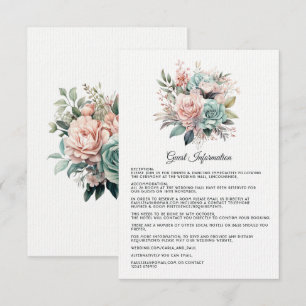 Tarjeta De Recepción Detalles de Invitado Rosa Polvo, Verde Menta y Rub