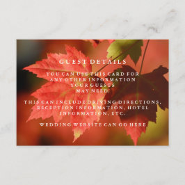 Tarjeta De Recepción Detalles de invitados a la boda de otoño en Rusia