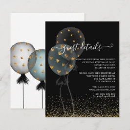 Tarjeta De Recepción Detalles de invitados de boda con globo de purpuri