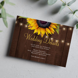 Tarjeta De Recepción Detalles de invitados de bodas de madera de giraso