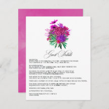 Detalles de invitados de Fuchsia y Boda Púrpura