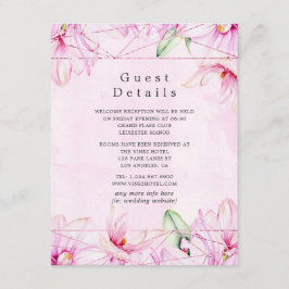 Tarjeta De Recepción Detalles de invitados geométricos de la magnolia r