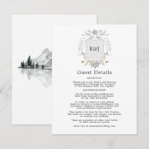 Tarjeta De Recepción Detalles de Invitados para Boda Elegante en el Lag