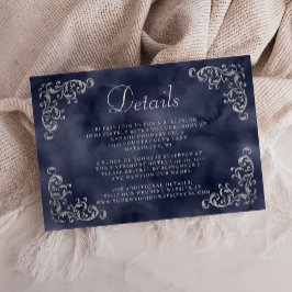 Tarjeta De Recepción Detalles de la acuarela azul de la Marina Plata Vi