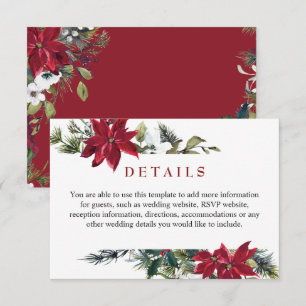 Tarjeta De Recepción Detalles de la acuarela de la elegante poinsettia 