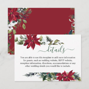 Tarjeta De Recepción Detalles de la acuarela de la elegante poinsettia 