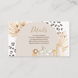 Tarjeta De Recepción Detalles de la acuarela de los animales del Safari