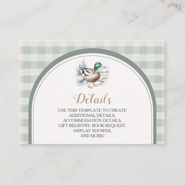Tarjeta De Recepción Detalles de la Baby Shower de Gingham (Anverso)