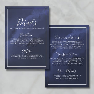 Tarjeta De Recepción Detalles de la Boda Azul Marino