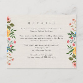 Tarjeta De Recepción Detalles de la boda botánica de Wildflowers Garden