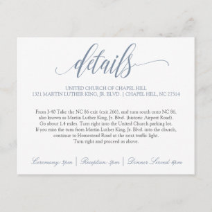 Tarjeta De Recepción Detalles de la Boda Caligrafía de Lujo (Azul Pol