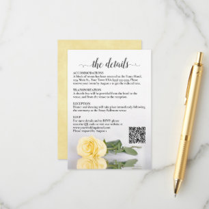 Tarjeta De Recepción Detalles de la Boda Código QR de Rosa Amarilla Man
