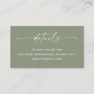 Tarjeta De Recepción Detalles de la Boda + Código QR Minimalista Verd