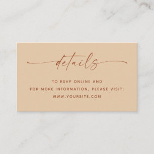 Tarjeta De Recepción Detalles de la Boda + Código QR Simple Arena Cal