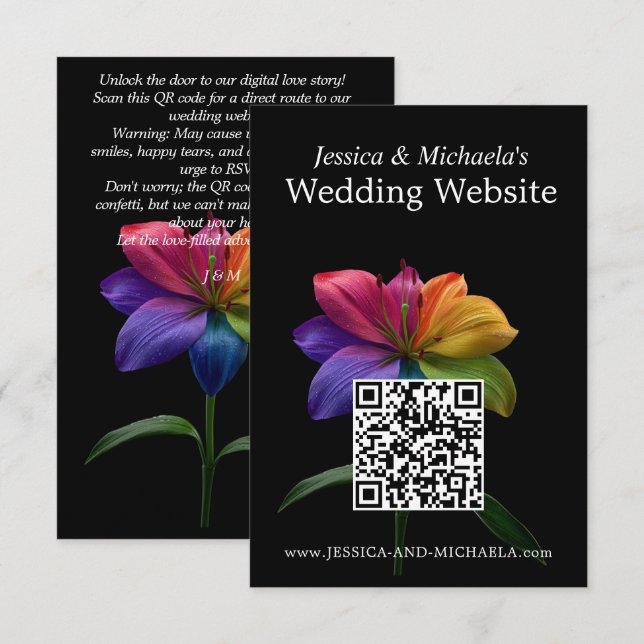 Tarjeta De Recepción 🌈DETALLES de la boda con código QR (Anverso / Reverso)