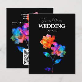 Tarjeta De Recepción 🌈 Detalles de la boda con código QR LGBTQ Pétalos