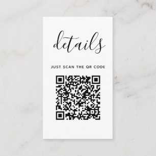 Tarjeta De Recepción Detalles de la boda con código QR   Minimalista mo