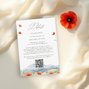 Tarjeta De Recepción Detalles de la Boda de Amapolas de Verano en Prade