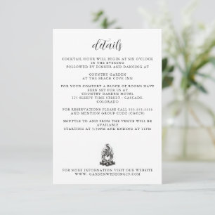 Tarjeta De Recepción Detalles de la Boda de Amor en la Fogata