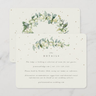 Tarjeta De Recepción Detalles de la boda de Cream Snowberry + Tallo de 