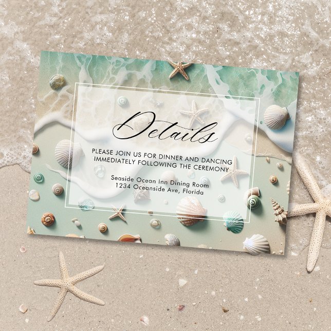 Tarjeta De Recepción Detalles de la boda de destino costero de playa (Subido por el creador)