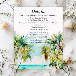Tarjeta De Recepción Detalles de la boda de destino de playa tropical