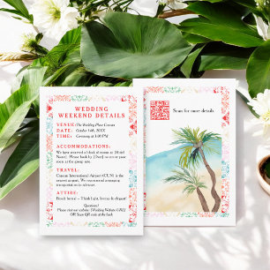 Tarjeta De Recepción Detalles de la boda de destino de QR tropical en M