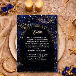 Tarjeta De Recepción Detalles de la boda de estrellas celestiales de or