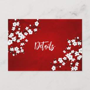 Tarjeta De Recepción Detalles de la boda de flor de cerezo blanca