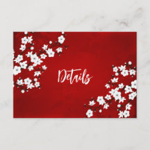 Detalles de la boda de flor de cerezo blanca