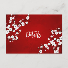 Tarjeta De Recepción Detalles de la boda de flor de cerezo blanca