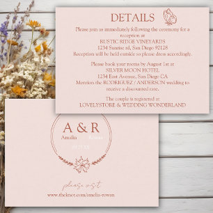 Tarjeta De Recepción Detalles de la boda de Flores de prado Rosa nebulo