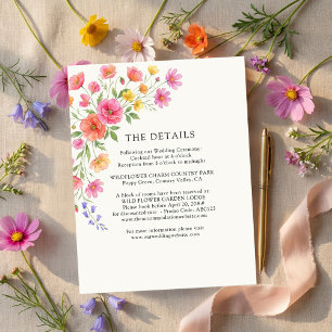 Tarjeta De Recepción Detalles de la boda de flores naranjas rosadas