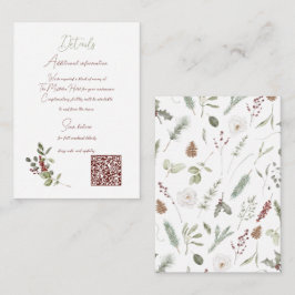 Tarjeta De Recepción Detalles de la boda de invierno con letras rustica