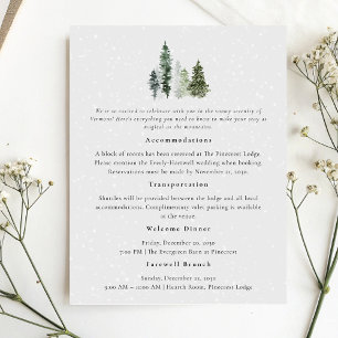 Tarjeta De Recepción Detalles de la Boda de Invierno del Pino Snowy
